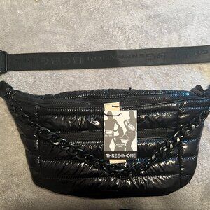 NWT BCBG Black Puffer Two-Way Purse, Black